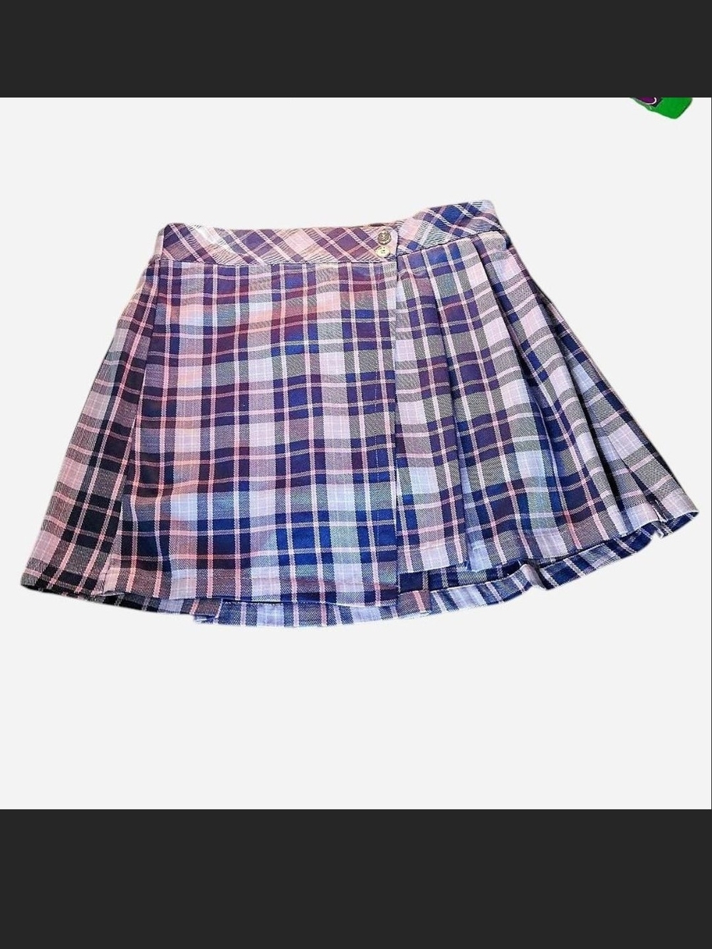Justice Purple and Pink Plaid Pleated Skirt Skort